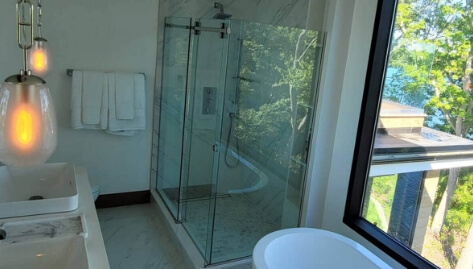 Custom Sliding Shower Door in an elegant bathroom